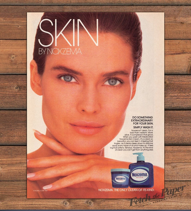 Noxzema Skin Cream Brunette Model Slicked Hair Print Ad 1987 1980s