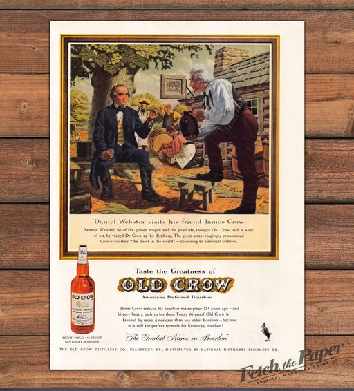 Old Crow Bourbon Daniel Webster Visits James Crow Print Ad 1959 1950s