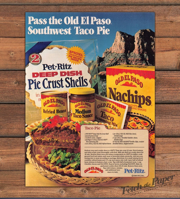 Old El Paso Southwest Taco Pie Pet-Ritz Crust Recipe Print Ad 1986 1980s