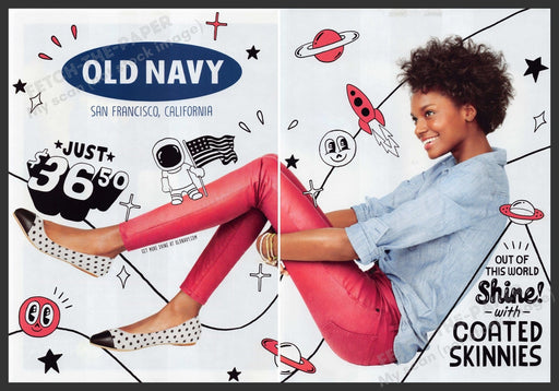 Old Navy Coated Skinnies Clothing 2000s Print Advertisement Ad (2 pages) 2013 Fetch the Paper!
