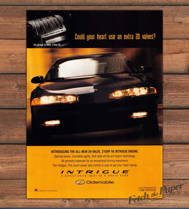 Oldsmobile Intrigue Sports Sedan V6 Engine Black Car Print Ad 1998 1990s