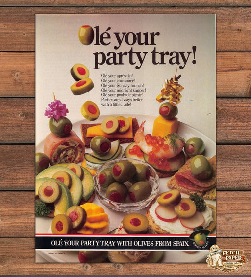 Ole Spanish Olives from Spain Platter 1980s Print Advertisement Ad 1984