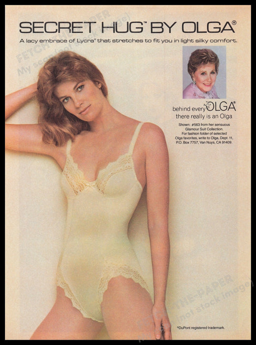 Olga Lingerie 1980s Print Advertisement Ad 1983 Secret Hug Glamour Suit