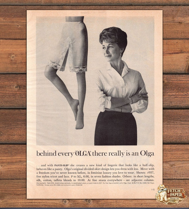 Olga Panti-Slip Lace Half-Slip Legs Woman Lingerie Print Ad 1966 1960s