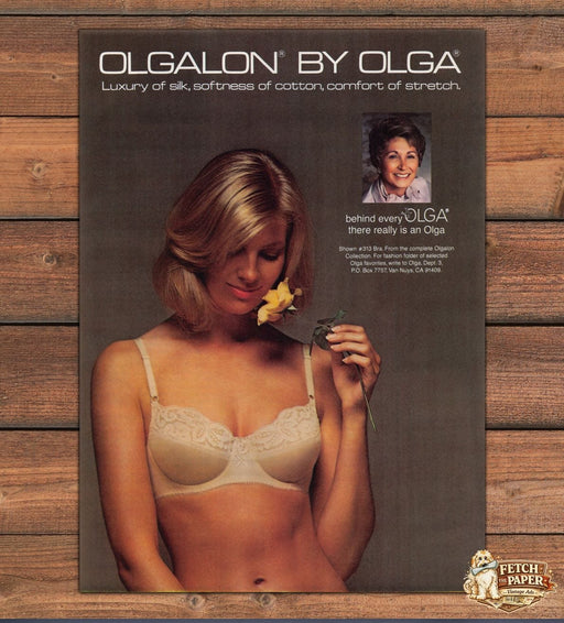 Olgalon by Olga Bra Lingerie Flower 1980s Print Advertisement 1981