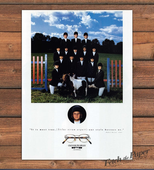 Oliver Peoples Eyewear Riding Kids With Pony Print Ad 1993 1990s