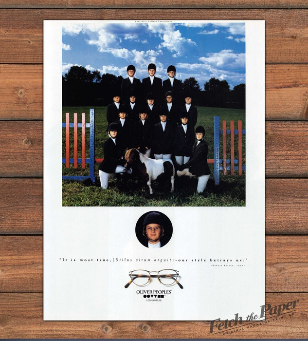 Oliver Peoples Eyewear Riding Kids With Pony Print Ad 1993 1990s