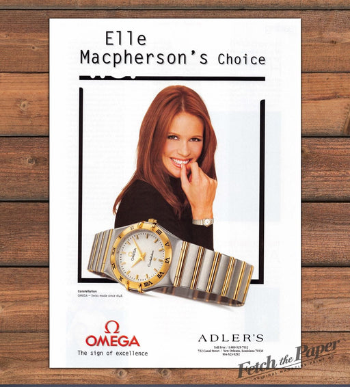 Omega Constellation Watch Elle Macpherson's Choice Print Ad 1997 1990s