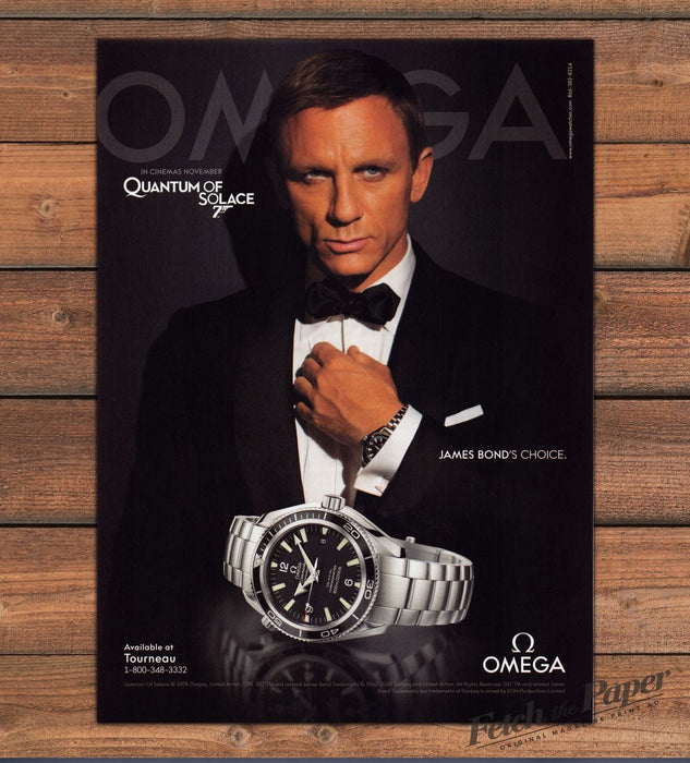 Omega Daniel Craig James Bond Quantum of Solace Watch Print Ad 2008 2000s