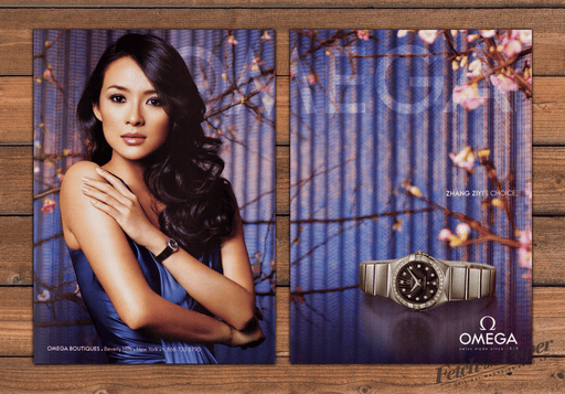 Omega Zhang Ziyi Diamond Watch Cherry Blossoms Print Ad 2009 2000s (2pgs)