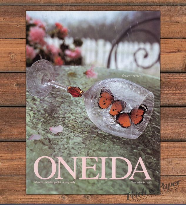 Oneida Camelot Goblet Butterflies "Sweet Retreat" Print Ad 1998 1990s