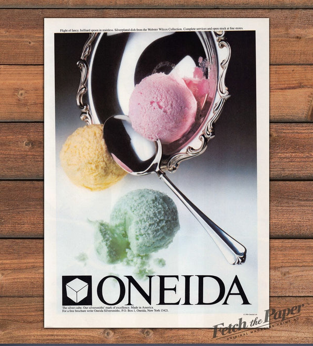 Oneida Flatware 1980s Print Advertisement Ad 1985 Flight of Fancy Juilliard