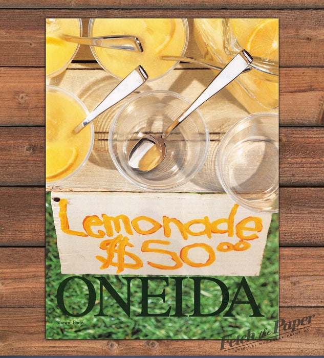 Oneida Forte Pattern Silverware Lemonade Stand Print Ad 1997 1990s