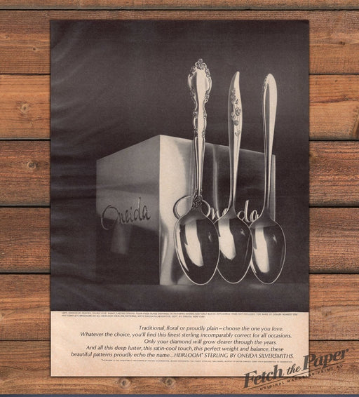 Oneida Heirloom Sterling Silver Spoons Granada Young Love Print Ad 1965 1960s