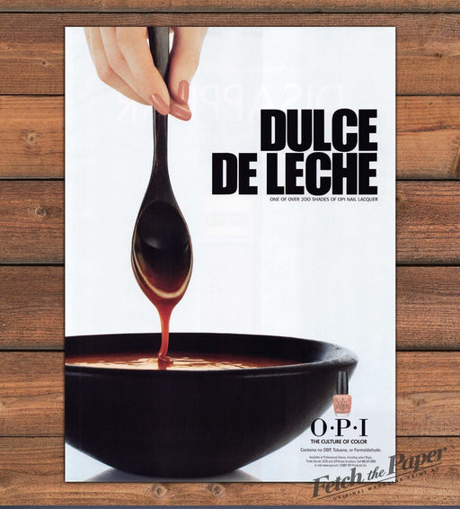 OPI Dulce De Leche Nail Lacquer Wooden Spoon Caramel Hand Print Ad 2007 2000s