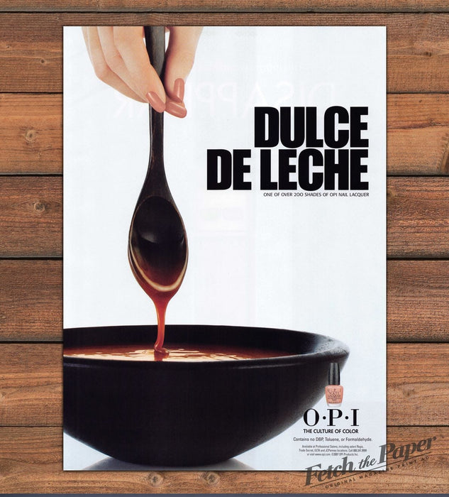 OPI Dulce De Leche Nail Lacquer Wooden Spoon Caramel Hand Print Ad 2007 2000s