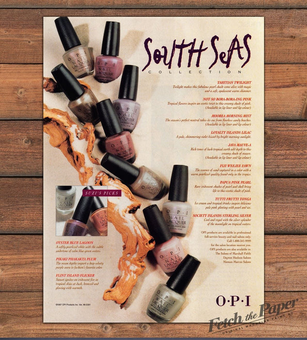 OPI South Seas Collection Nail Lacquer Polish Colors Print Ad 1997 1990s