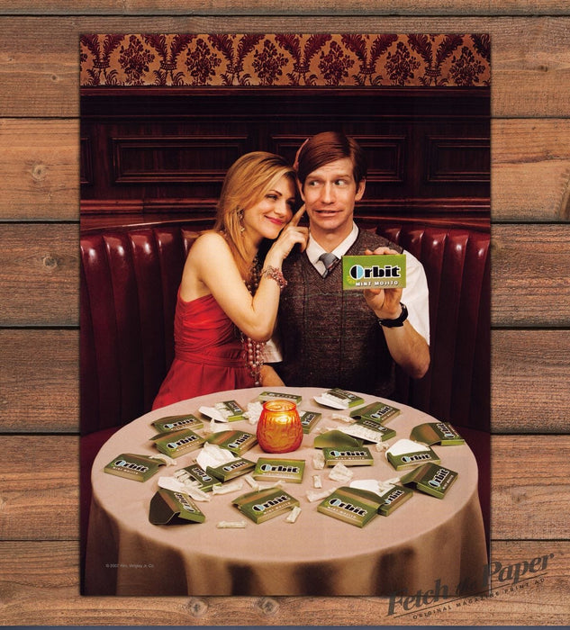Orbit Mint Mojito Gum Couple Restaurant Booth Funny Print Ad 2008 2000s