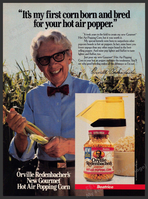 Orville Redenbacher's 1980s Magazine Print Advertisement 1985 Popcorn Orville Redenbacher