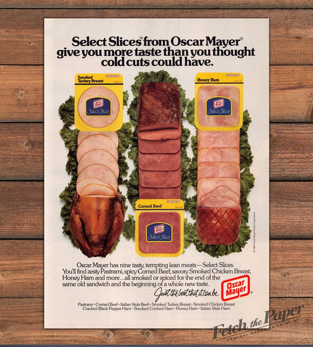 Oscar Mayer Select Slices Turkey Ham Corned Beef Cold Cuts Print Ad 1986 1980s