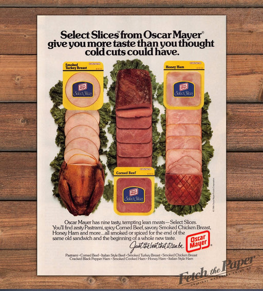 Oscar Mayer Select Slices Turkey Ham Corned Beef Cold Cuts Print Ad 1986 1980s