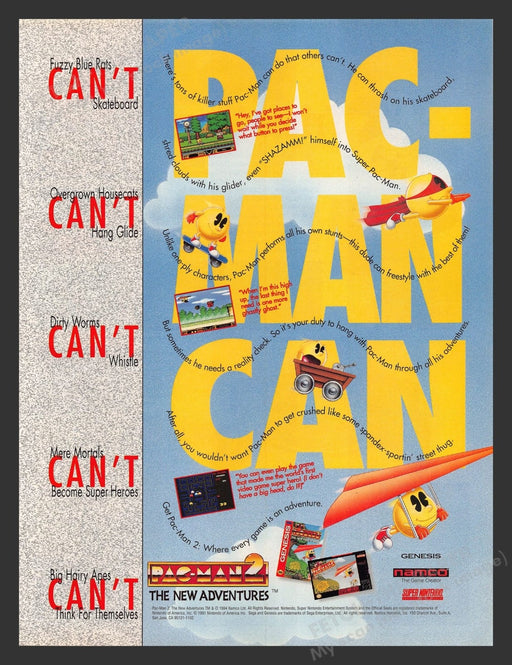 Pac-Man 2 The New Adventures Video Game 1990s Print Advertisement Ad