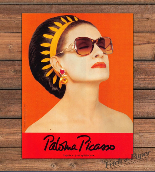 Paloma Picasso Sunglasses Dramatic Retro Glam Earrings Print Ad 1992 1990s