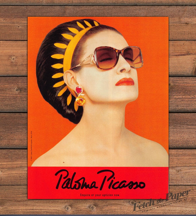 Paloma Picasso Sunglasses Dramatic Retro Glam Earrings Print Ad 1992 1990s