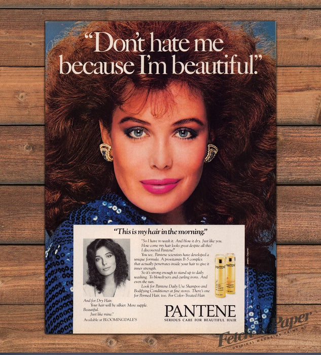 Pantene 1980s Magazine Print Advertisement 1987 Big Curly Hair
