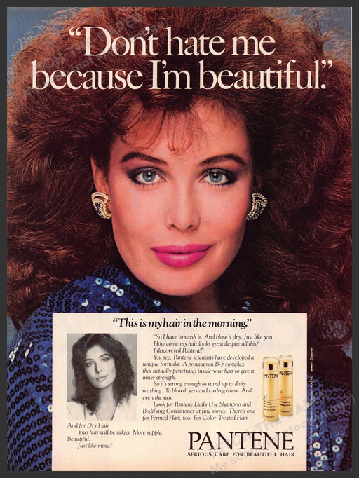 Pantene 1980s Magazine Print Advertisement 1987 Big Curly Hair Pantene