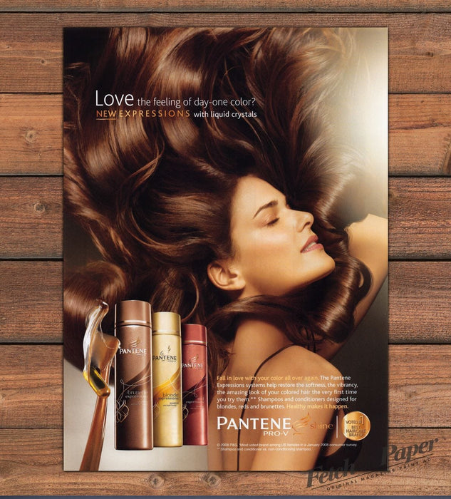 Pantene 2000s Print Advertisement Ad 2008 Pro-V Brunette Long Hair Shiny Care