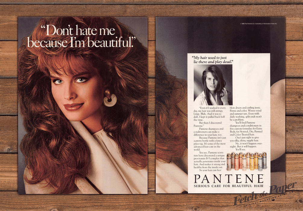 Pantene Hair BIG HAIR style 1980s Print Advertisement (2 Pages) 1988
