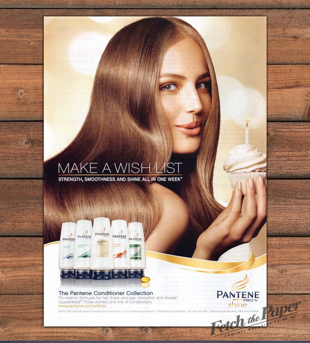 Pantene Pro-V Shine Conditioner Make a Wish List Cupcake Print Ad 2008 2000s