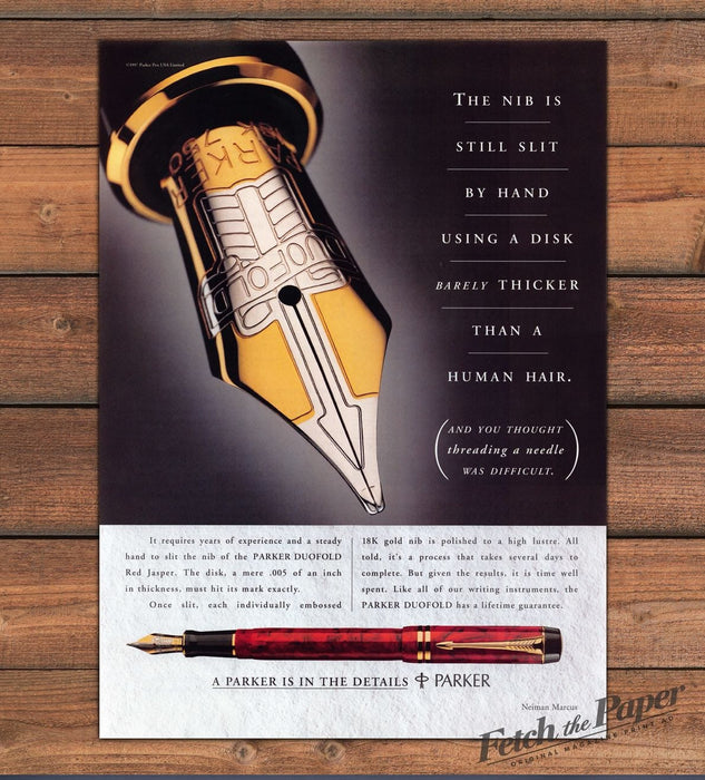 Parker Duofold Red Jasper Fountain Pen Gold Nib Print Ad 1997 1990s