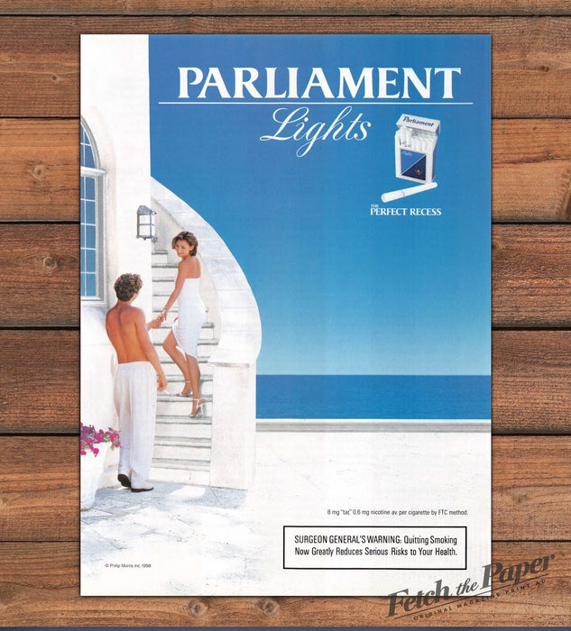 Parliament Lights "The Perfect Recess" Couple Staircase Print Ad 1998 1990s