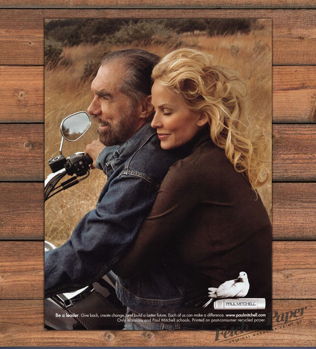 Paul Mitchell 2000s Print Advertisement Ad 2008 Motorcycle Wife Dove Hair