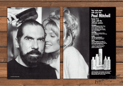 Paul Mitchell Hair Stylist With Comb and Blonde Woman Print Ad 1993 1990s (2pgs)