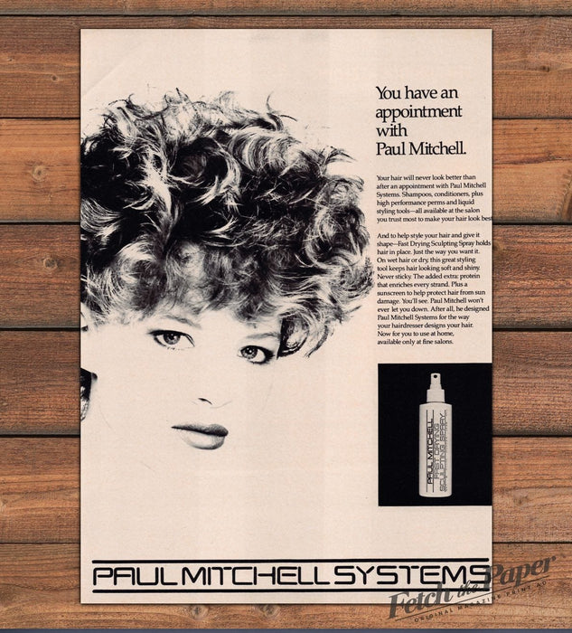 Paul Mitchell Systems Sculpting Spray Big Curly Hair Print Ad 1985 1980s