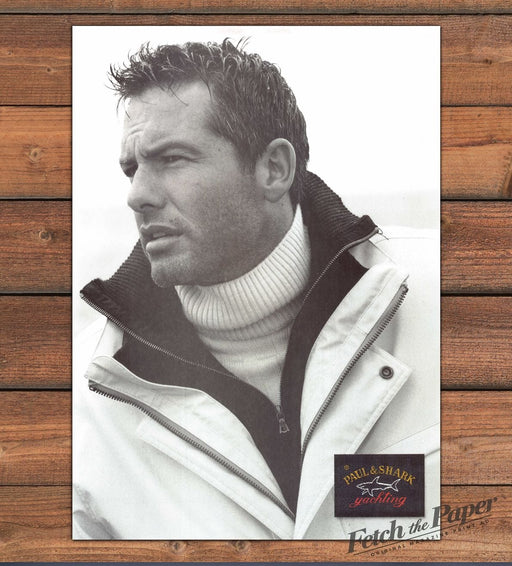 Paul & Shark Yachting Man White Jacket Turtleneck Portrait Print Ad 1998 1990s