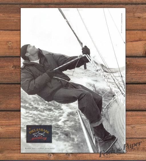 Paul & Shark Yachting Sailor Man Sailboat Rough Seas Print Ad 1998 1990s