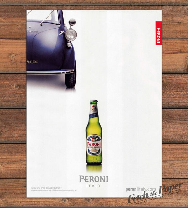 Peroni Nastro Azzurro Beer Italian Isetta Car Print Ad 2008 2000s