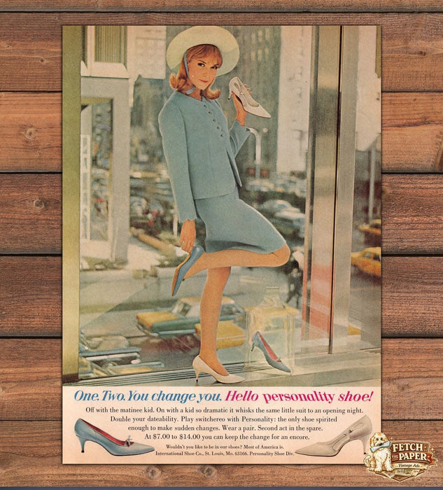 Personality Shoe International Shoe Co Legs Heels Fashion Print Ad 1966 1960s