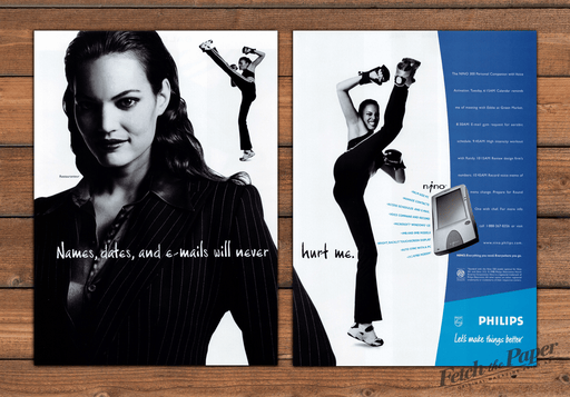 Philips Nino 300 1990s Magazine Print Advertisement (2 pgs) 1998 Legs Kicking