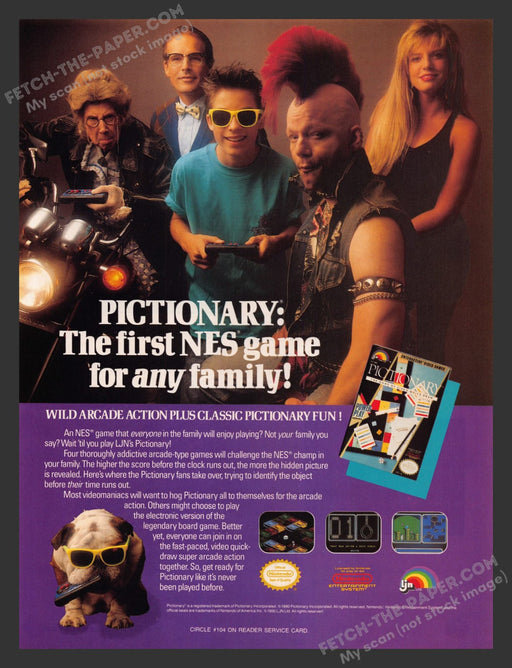 Pictionary Power Play Video Game 1990s Print Advertisement Ad 1990