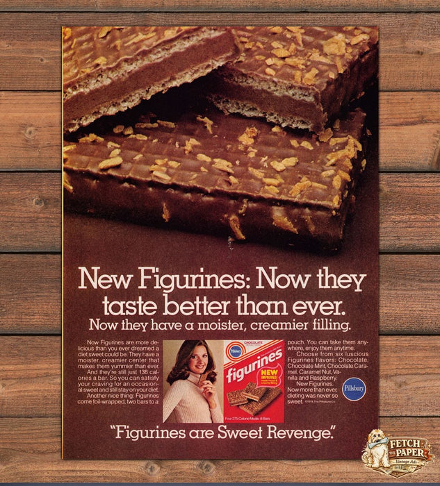 Pillsbury Figurines Sweet Revenge Chocolate Bar Diet Print Ad 1978 1970s