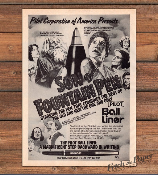 Pilot "Son of Fountain Pen"1980s Print Advertisement Ad 1980 Ball Liner