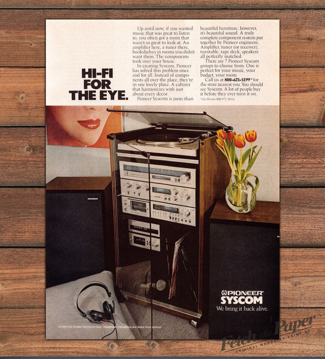 Pioneer Syscom Hi-Fi Stereo Cabinet System Print Ad 1981 1980s