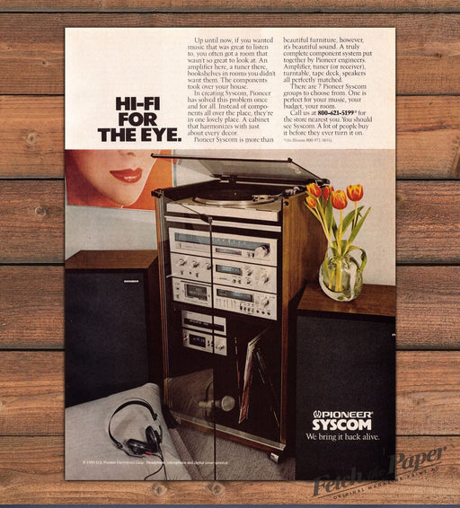 Pioneer Syscom Hi-Fi Stereo Cabinet System Print Ad 1981 1980s