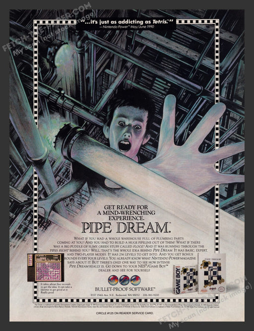 Pipe Dream Video Game 1990s Print Advertisement Ad 1990