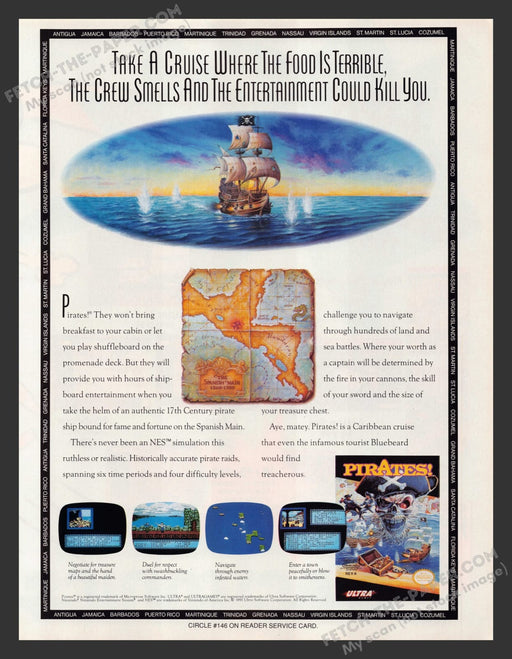 Pirates Video Game 1990s Print Advertisement Ad 1991